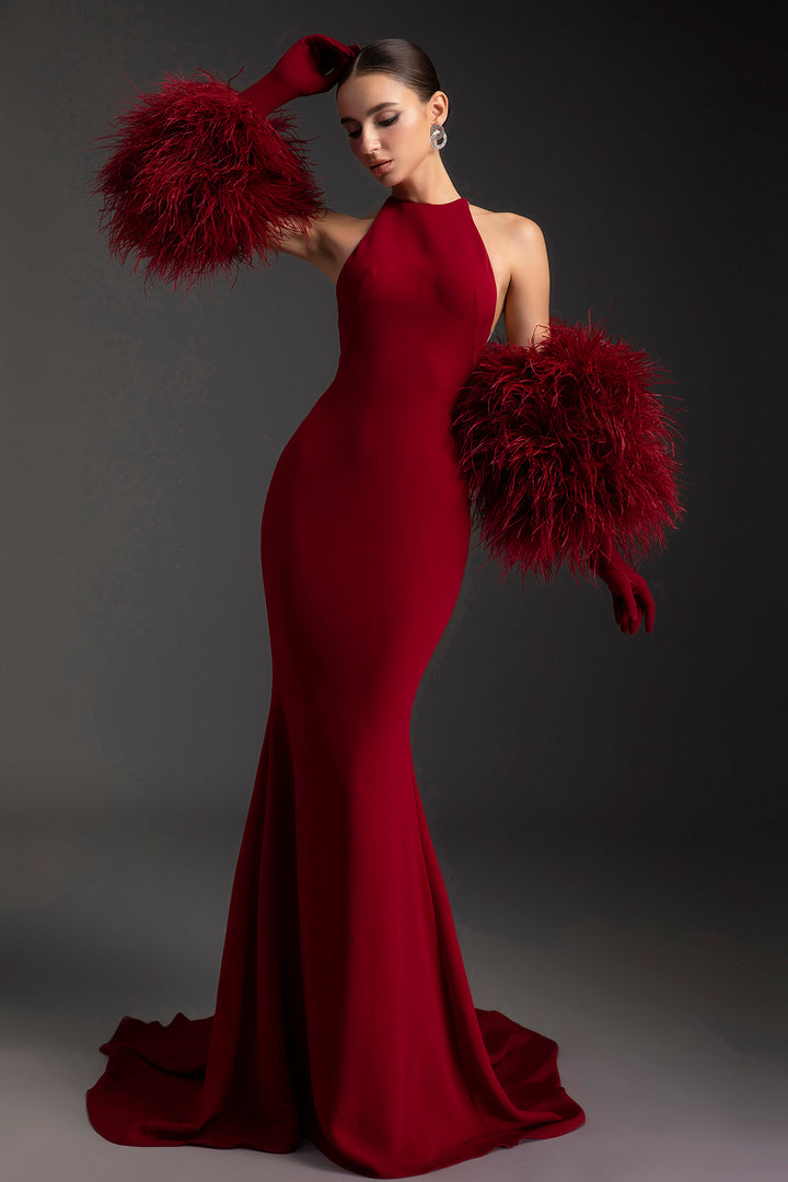 Halterneck Mermaid Draped Dress