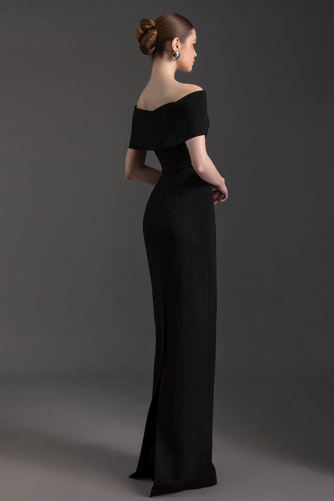 Off-The-Shoulder Crepe Column Dress