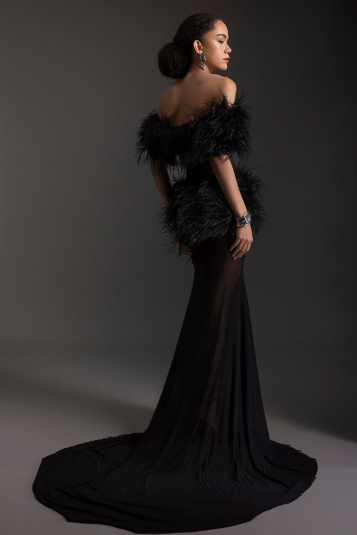Mermaid Feather Long Dress