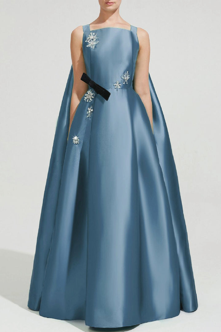 Taffeta Net Poofy Cape Dress