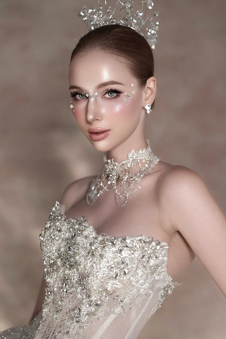 Mermaid Dress with Floral Appliqués