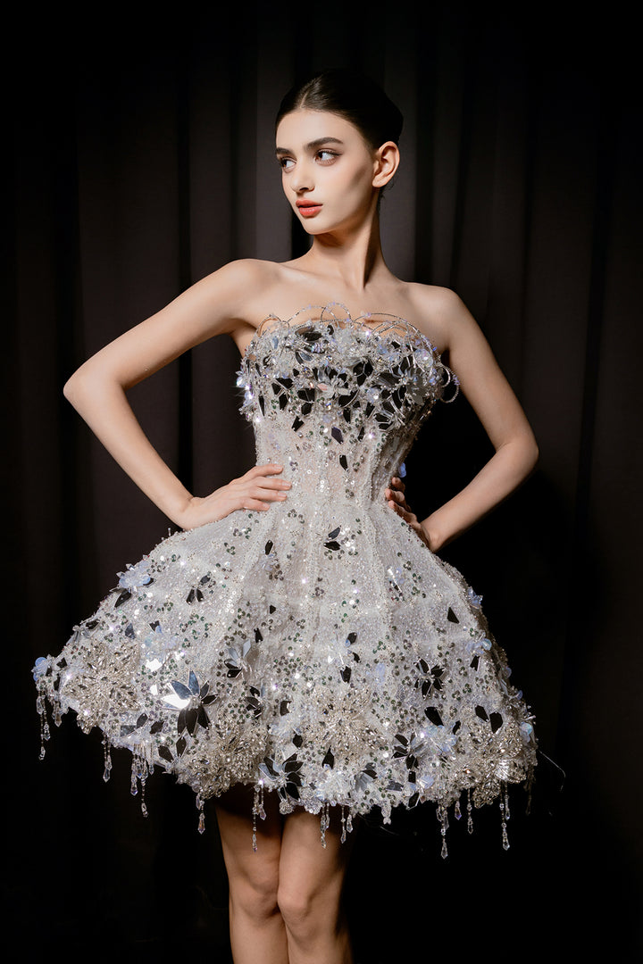 Strapless A-Line Dress with Voluminous Skirt