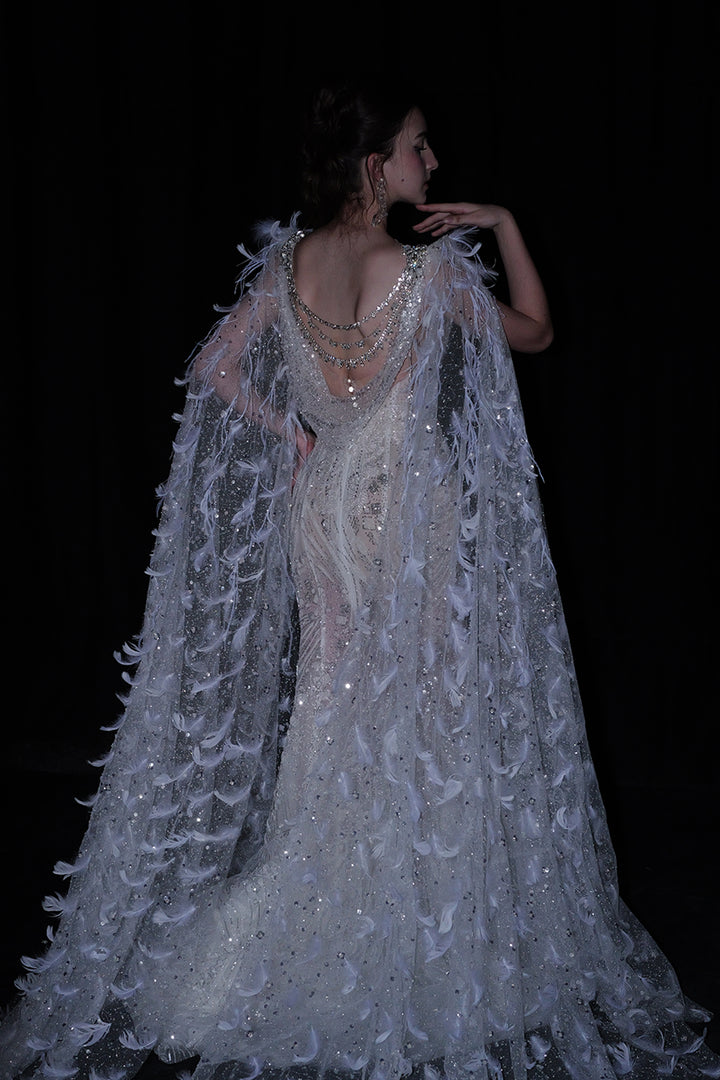 Corseted Bodice with Cape Overlay Dress