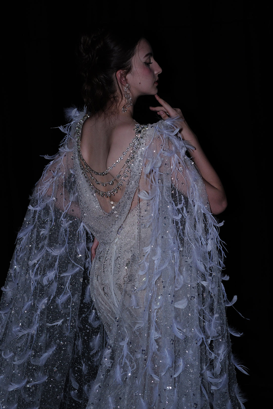 Corseted Bodice with Cape Overlay Dress