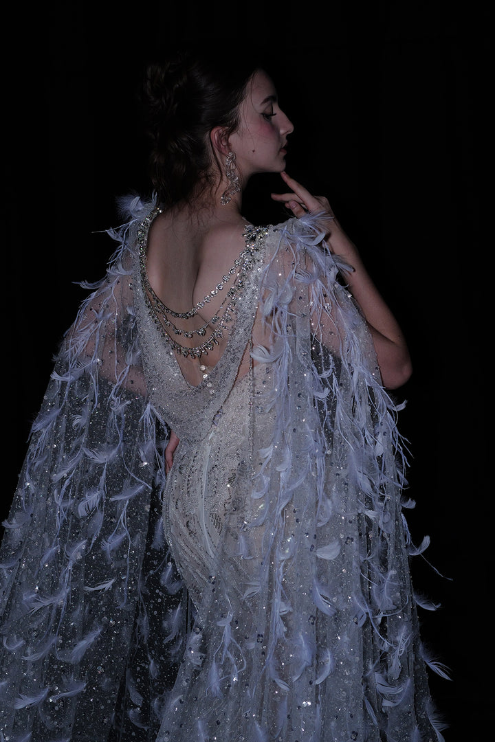 Corseted Bodice with Cape Overlay Dress