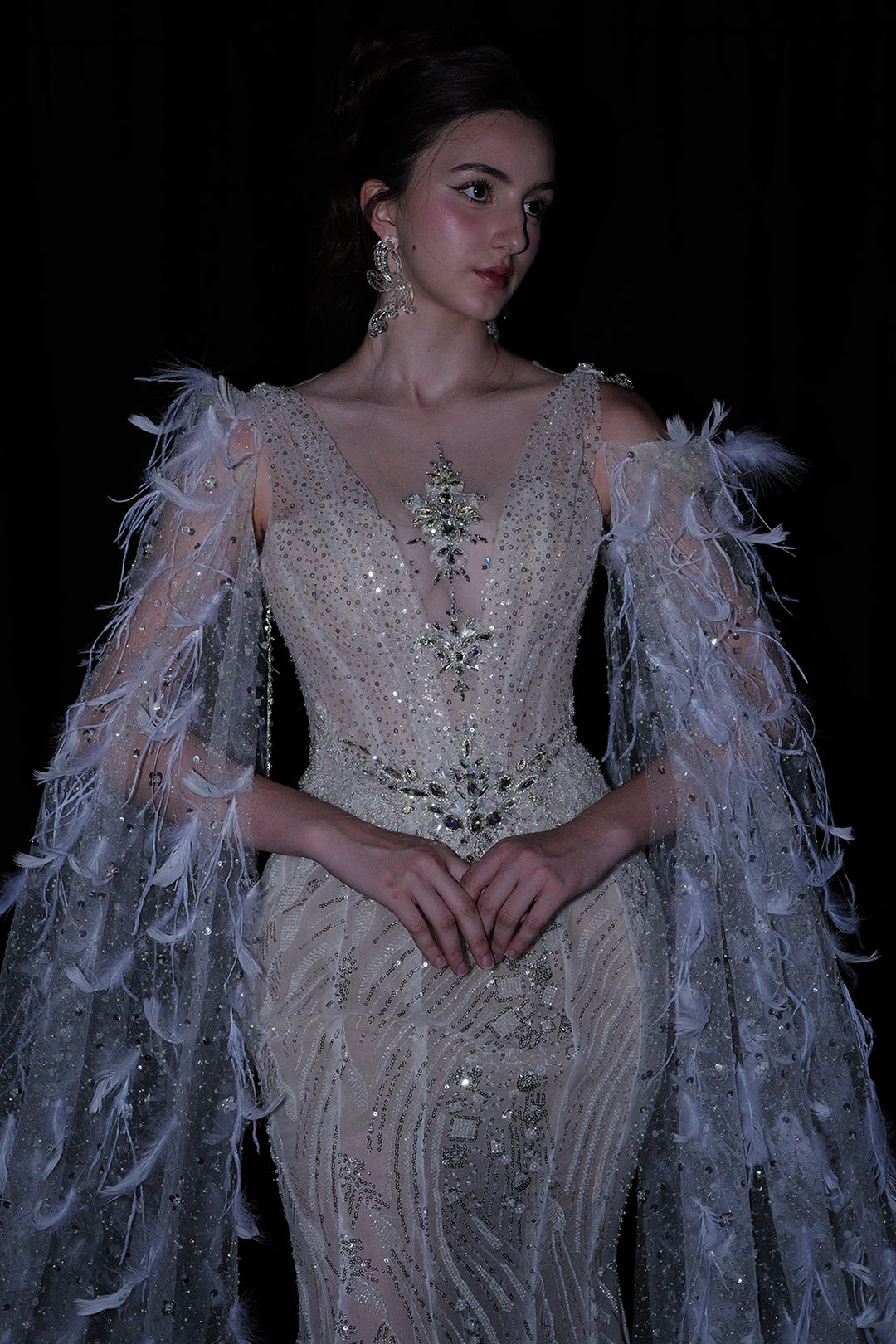 Corseted Bodice with Cape Overlay Dress