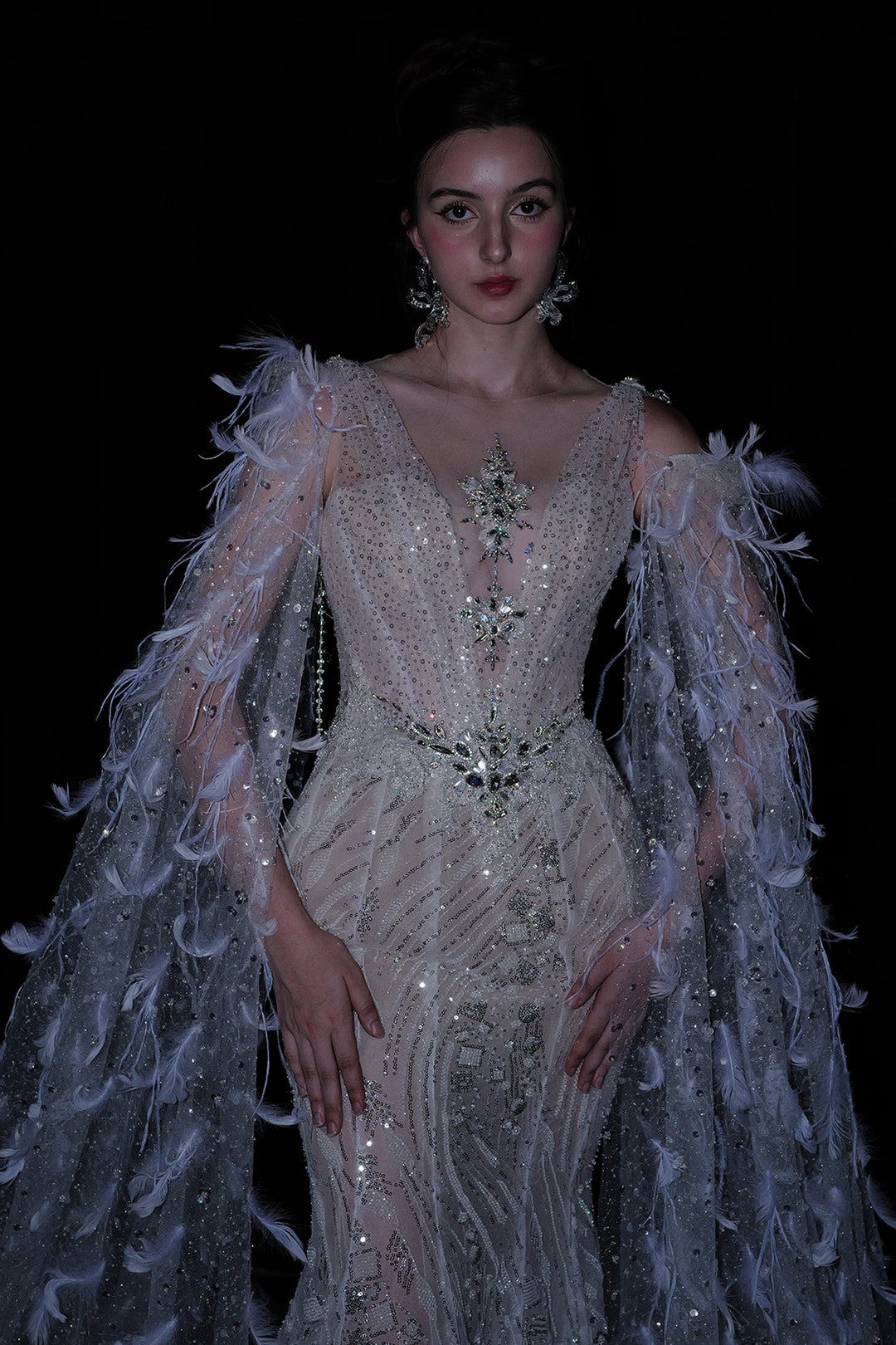 Corseted Bodice with Cape Overlay Dress