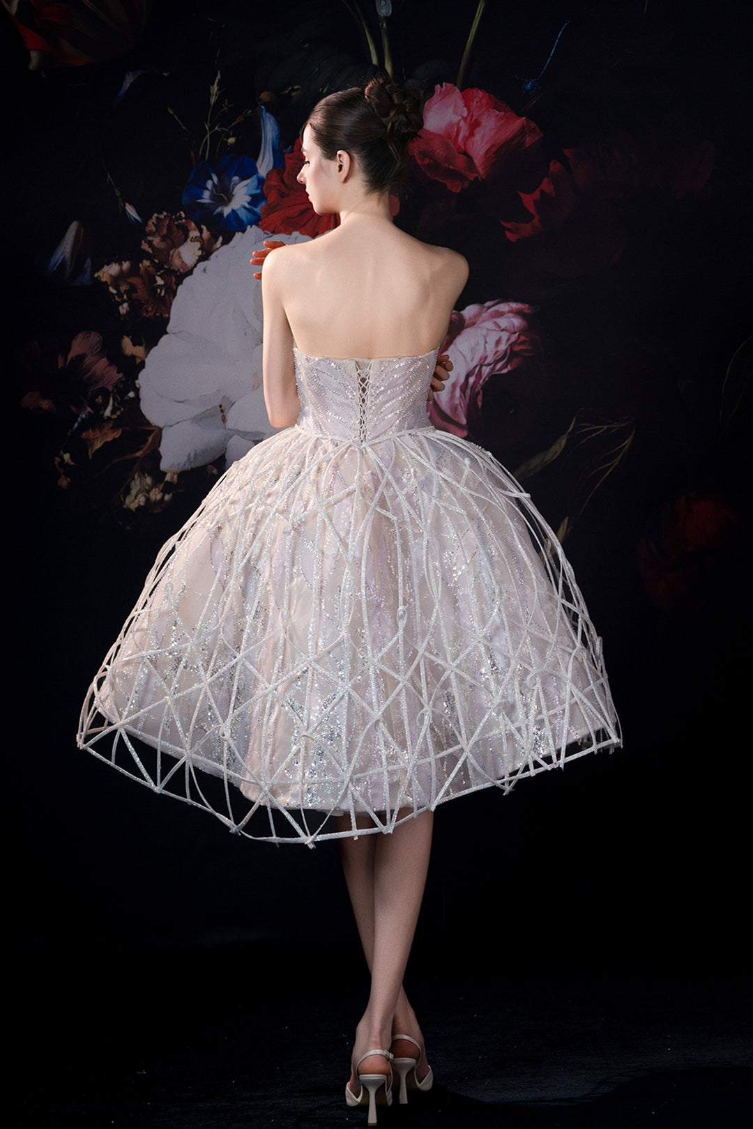 Strapless A-Line Dress with Beaded Bodice