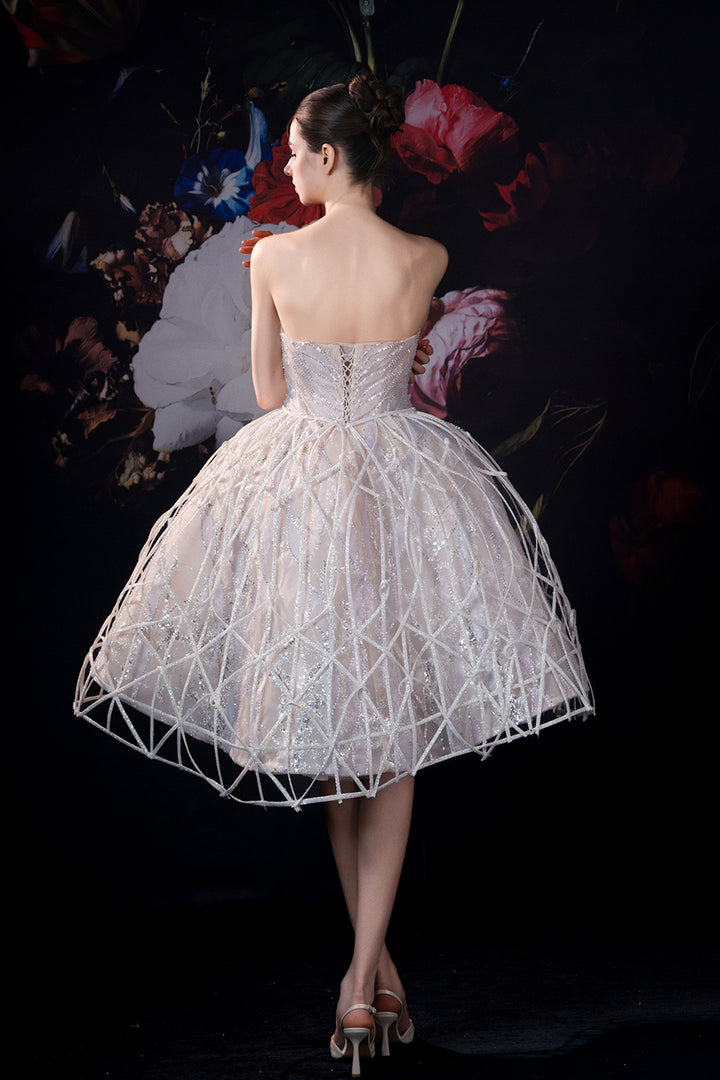 Strapless A-Line Dress with Beaded Bodice