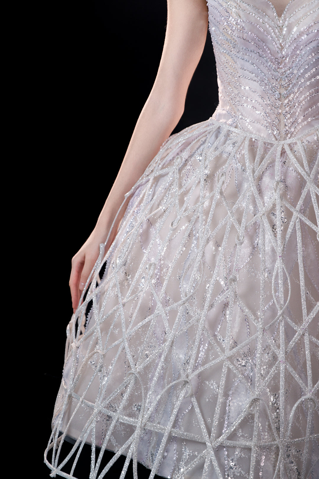 Strapless A-Line Dress with Beaded Bodice