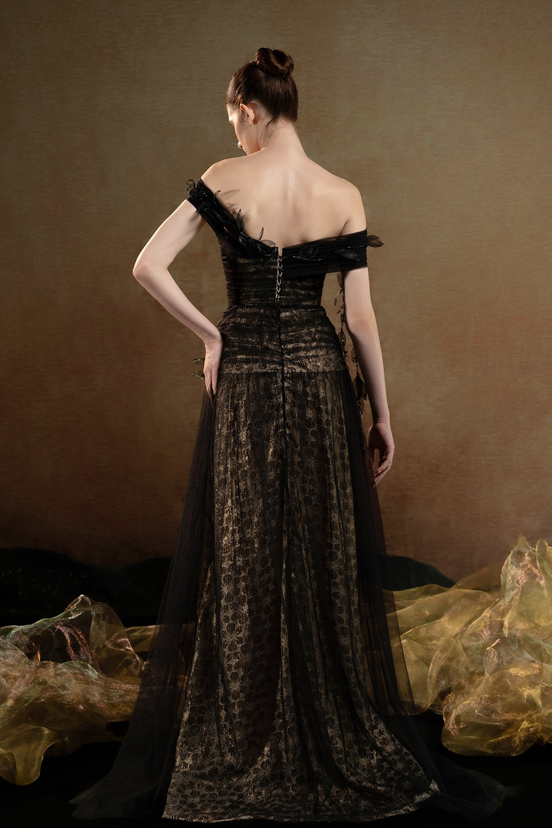 Satin Embroidered Beaded Dress