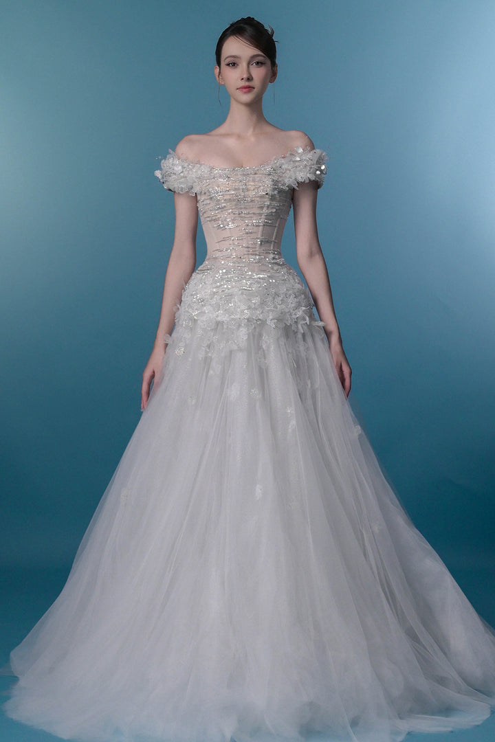 Off-The-Shoulder Neckline A-Line Dress