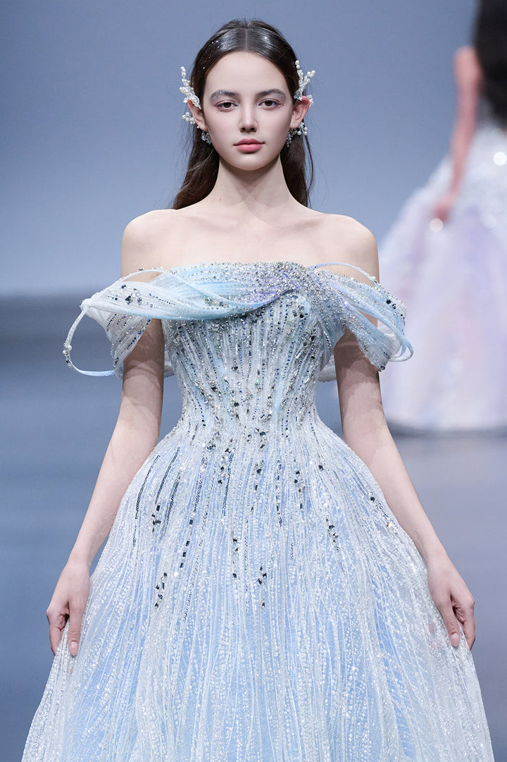 Sparkling Off-The-Shoulder A-Line Dress