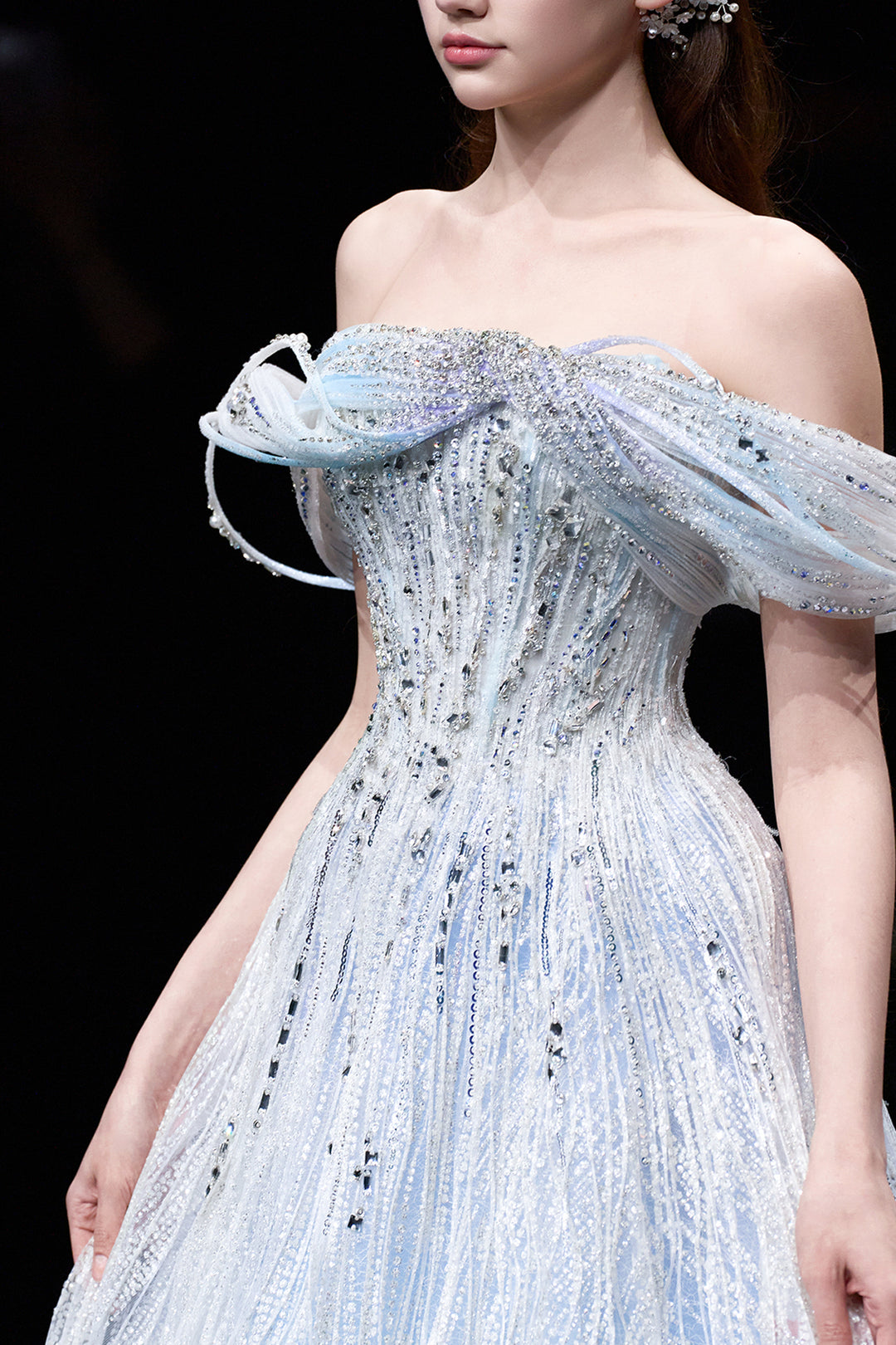 Sparkling Off-The-Shoulder A-Line Dress