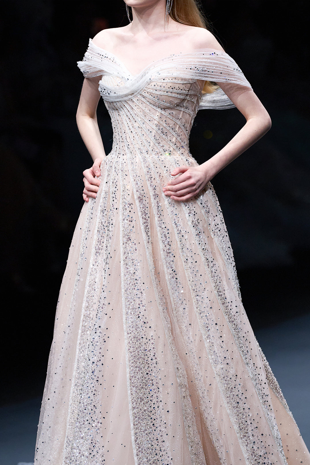 A-Line Dress with Crystal Embroidery