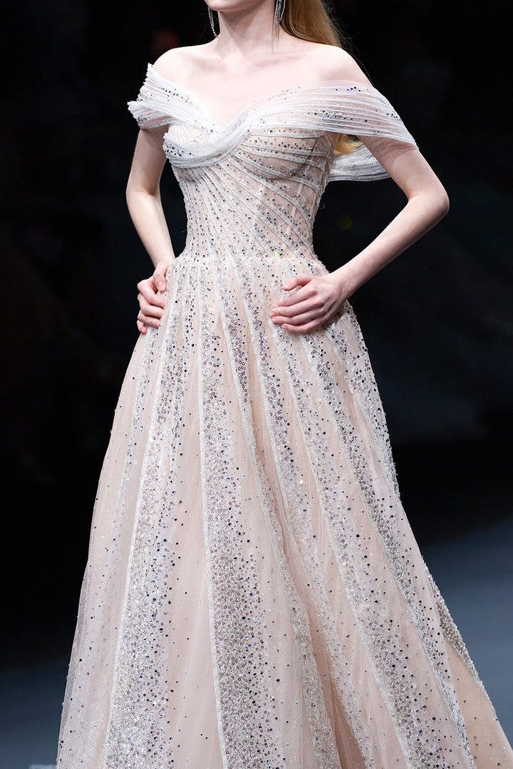 A-Line Dress with Crystal Embroidery