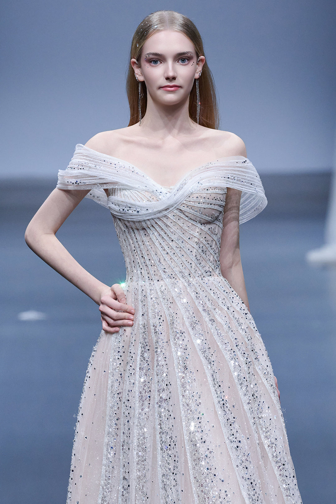 A-Line Dress with Crystal Embroidery