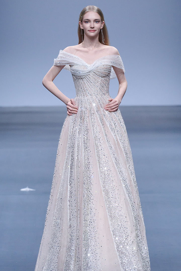A-Line Dress with Crystal Embroidery