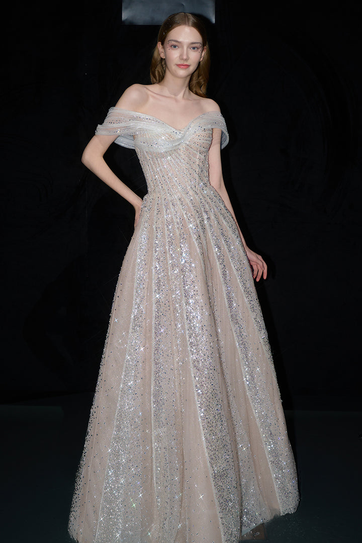 A-Line Dress with Crystal Embroidery