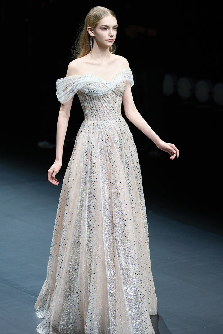 A-Line Dress with Crystal Embroidery