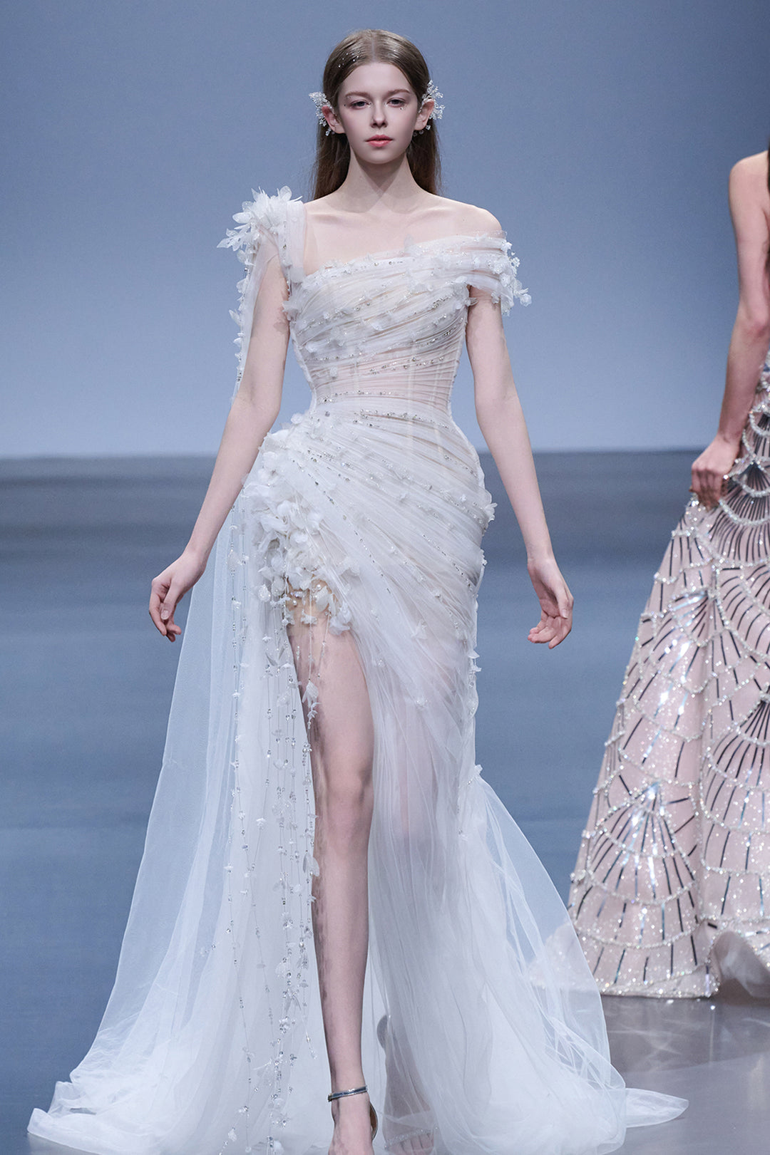 Asymmetrical 3D Floral Tulle Dress