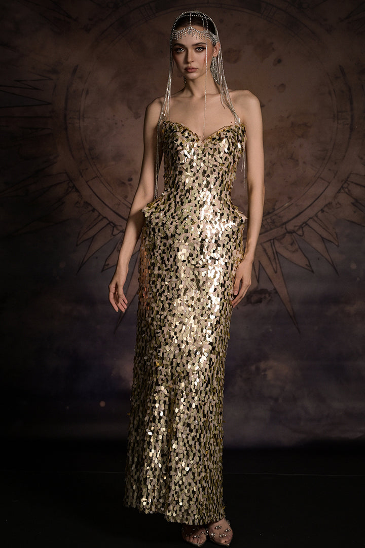 Strapless Sweetheart Column Floor Length Dress