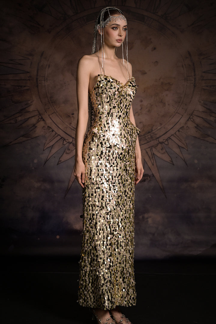 Strapless Sweetheart Column Floor Length Dress