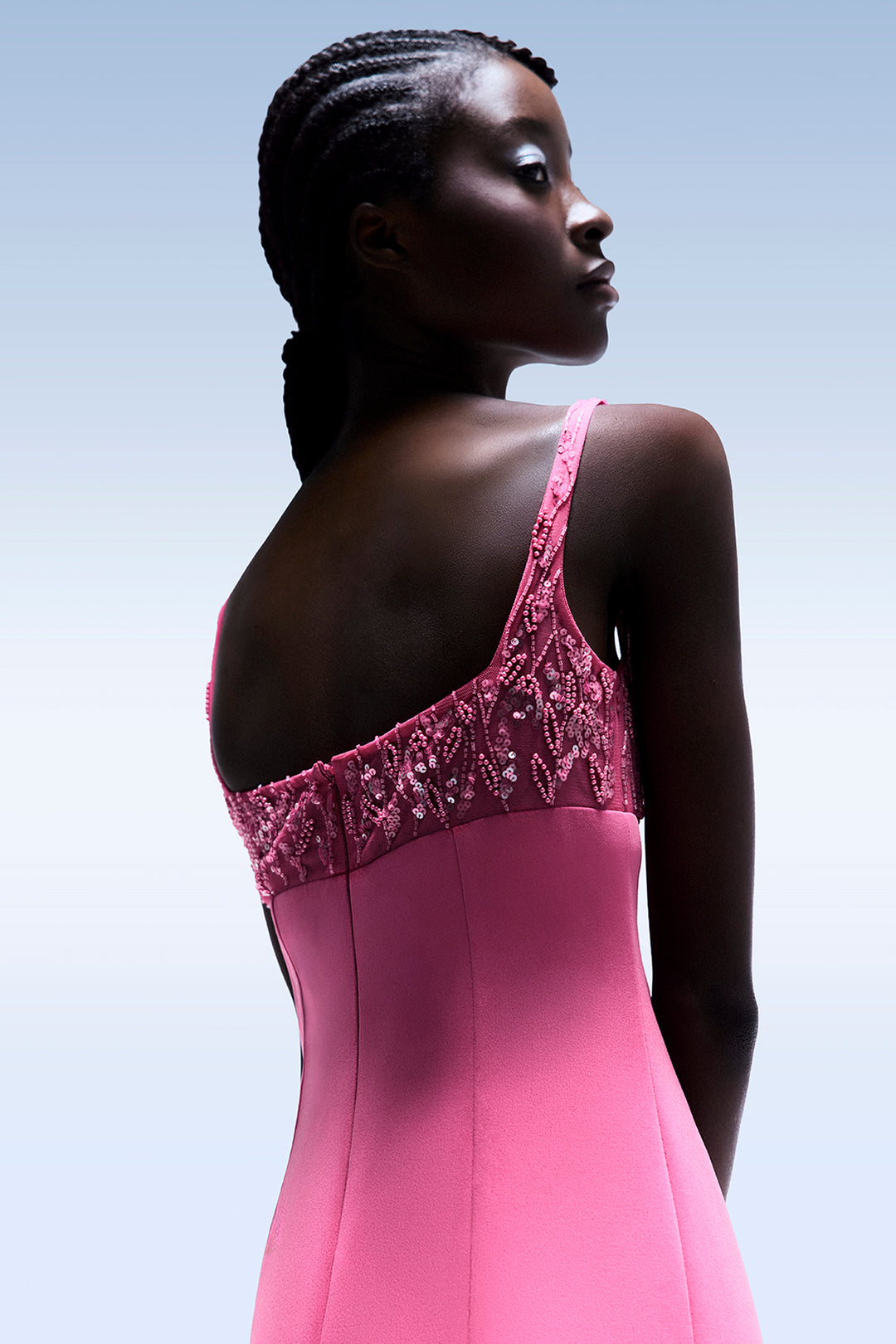 Embellished Bust with High-Slit and Column Dress
