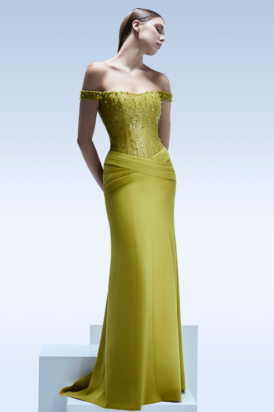 Off-The-Shoulder with Embellished Corset Dress
