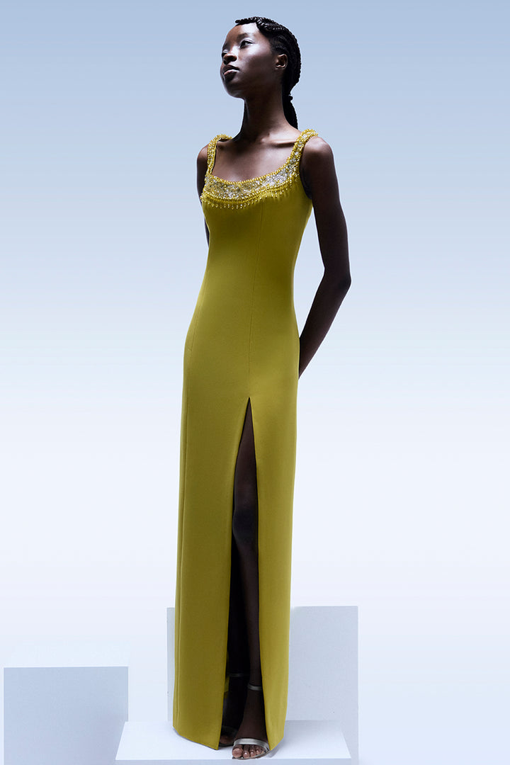 Embellished Scoop-Neck with Column Dress