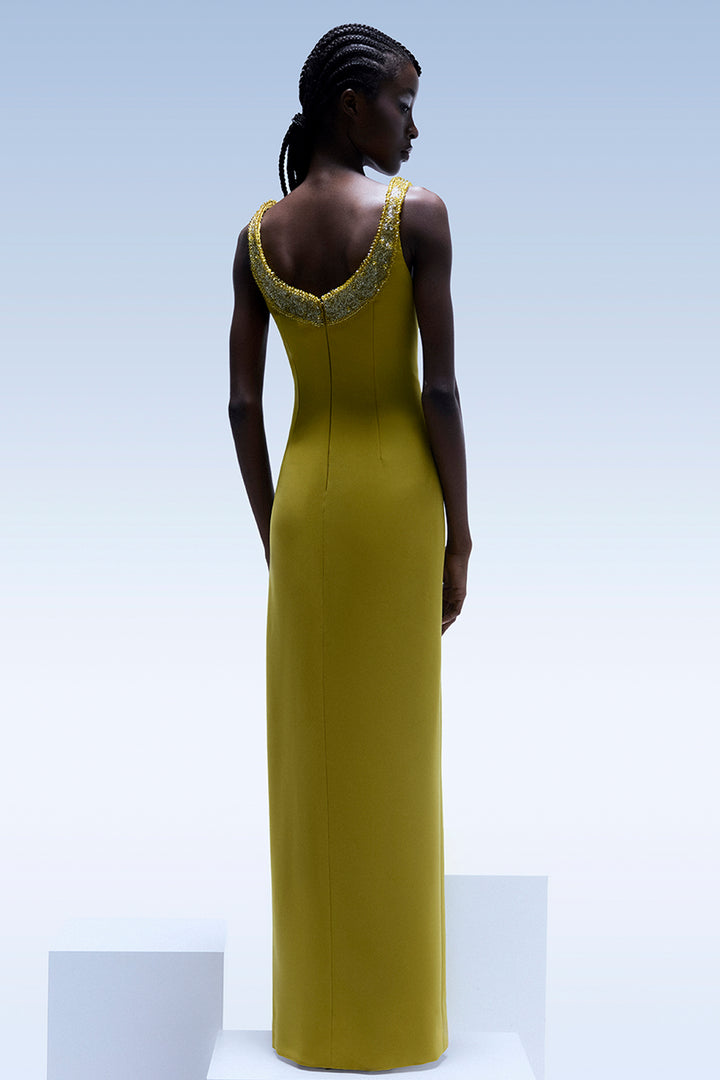Embellished Scoop-Neck with Column Dress