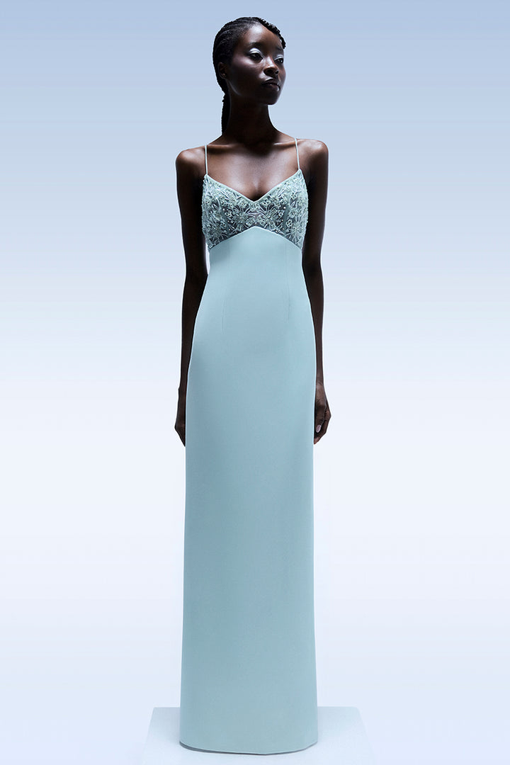 Spaghetti with Strap Embellished with Column Dress