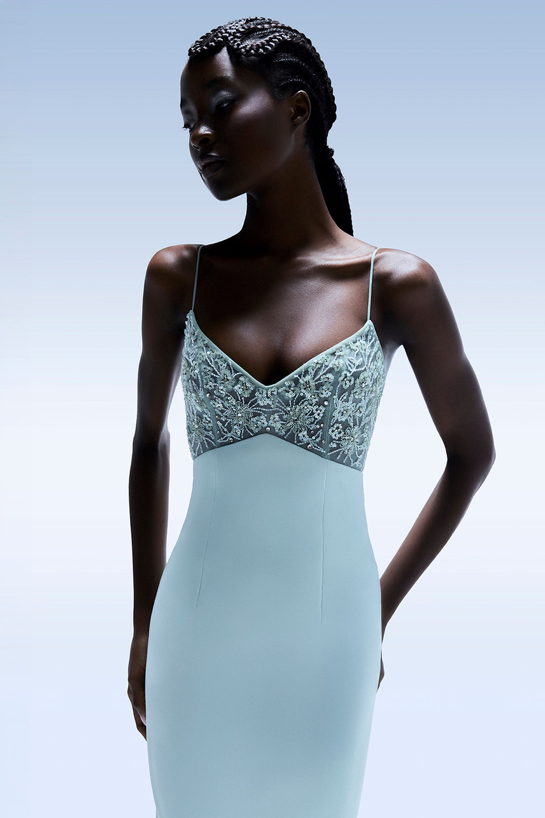 Spaghetti with Strap Embellished with Column Dress