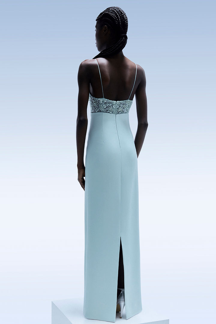 Spaghetti with Strap Embellished with Column Dress