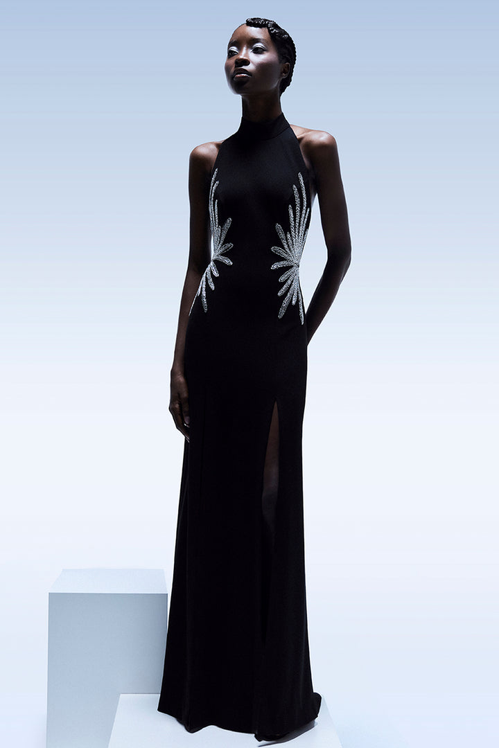 Halter Starburst with High-Slit Dress