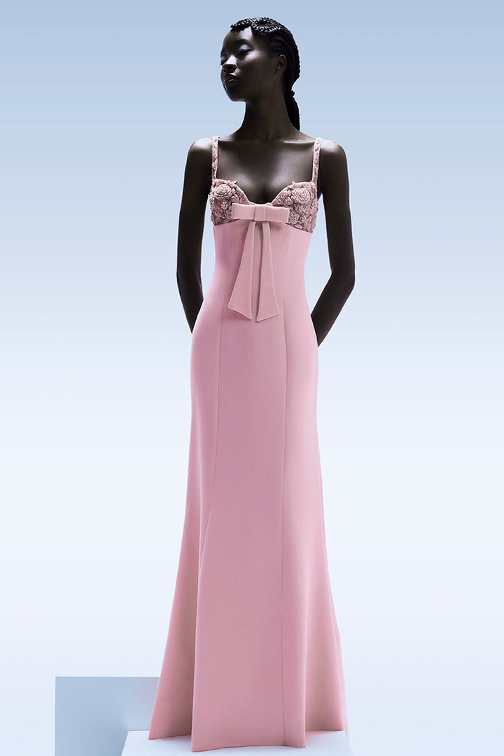 Floral Bustier with Bow Dress