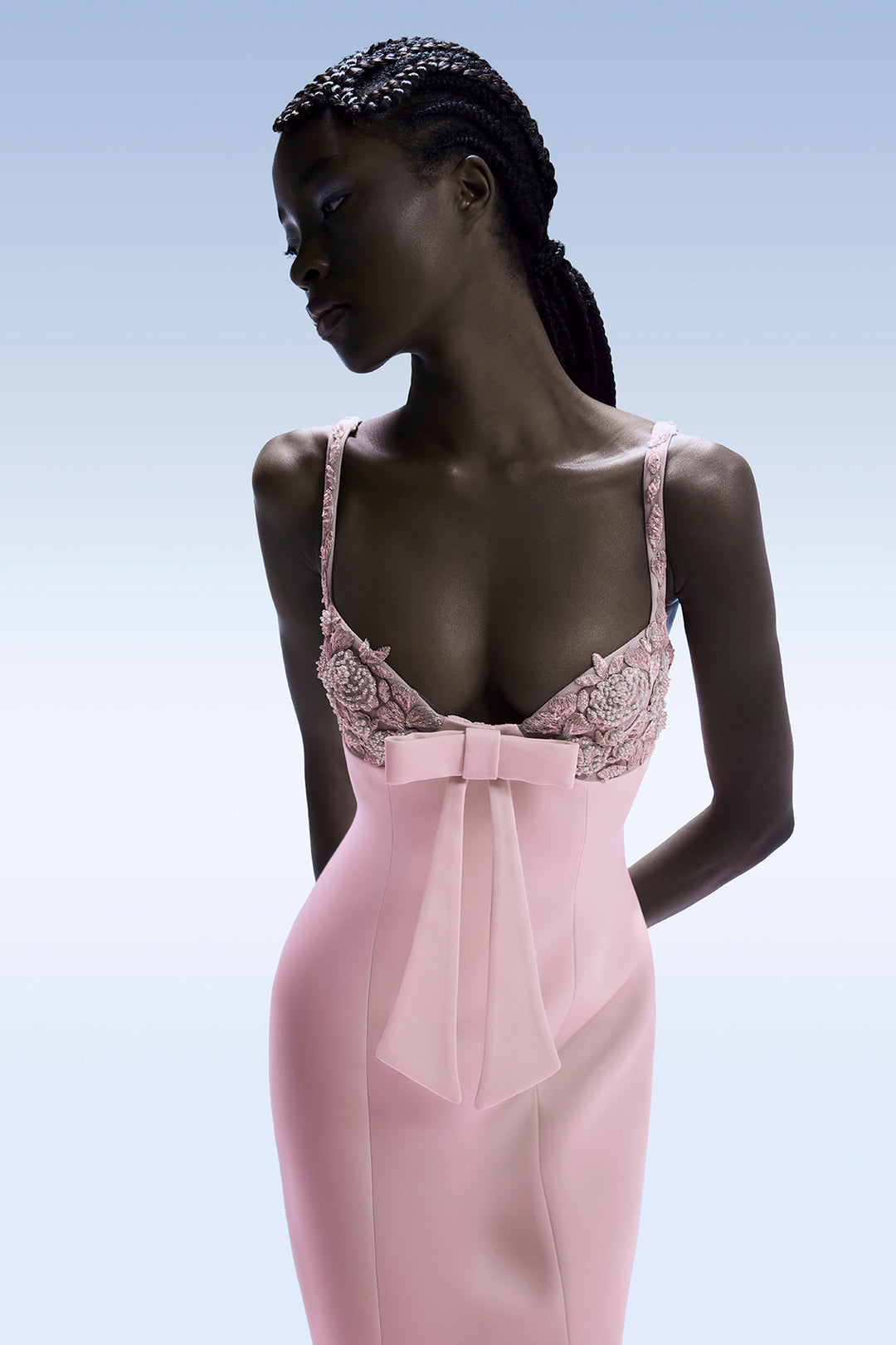 Floral Bustier with Bow Dress