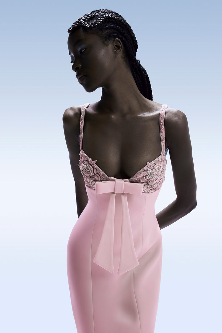 Floral Bustier with Bow Dress