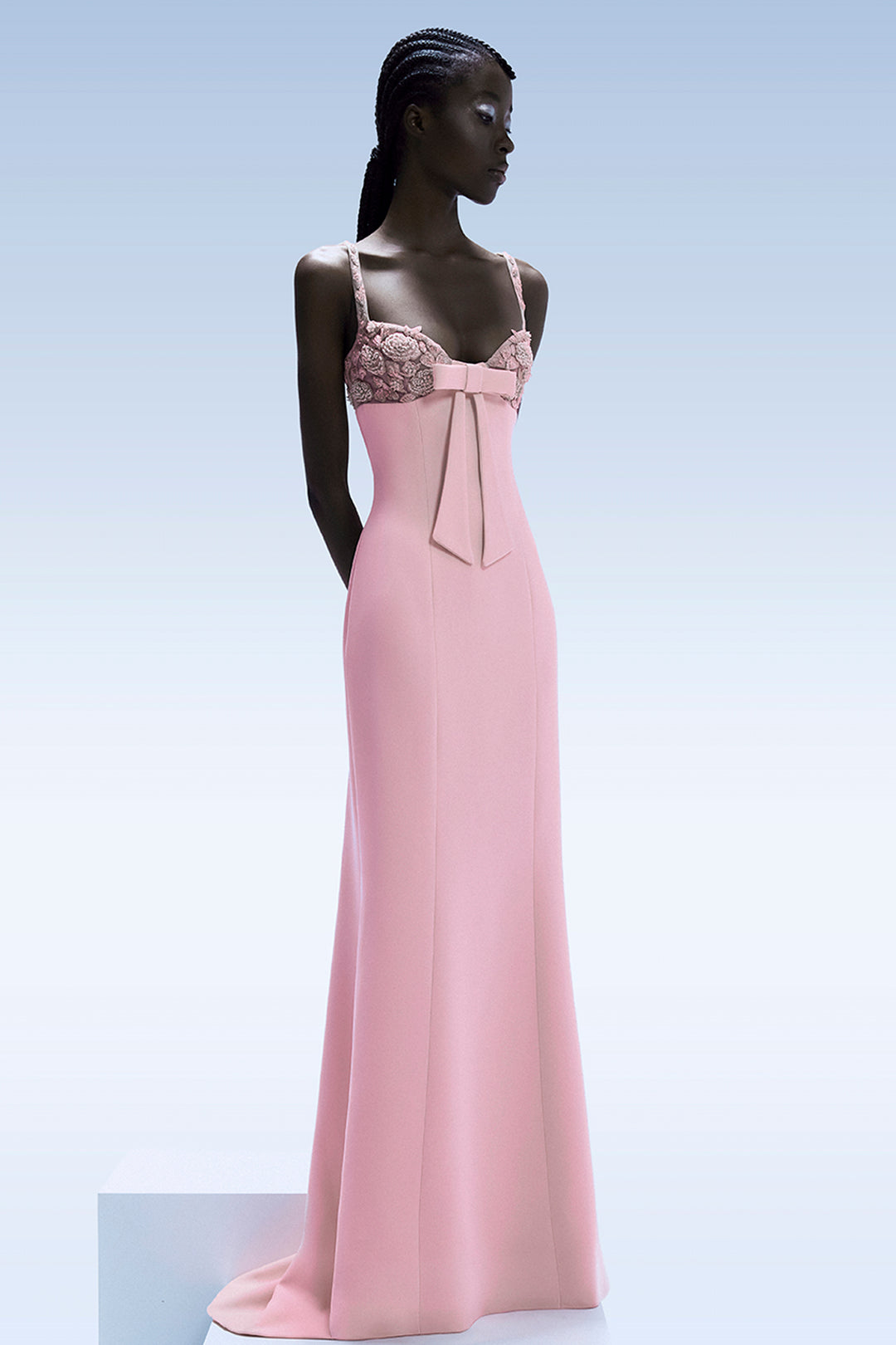 Floral Bustier with Bow Dress