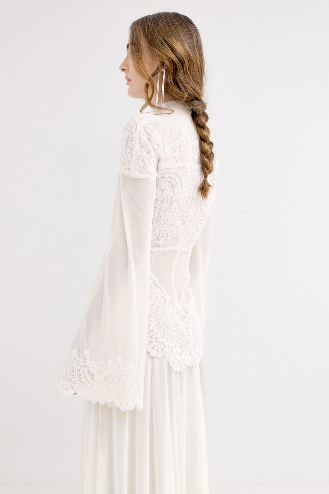 Lace Long A-Line Dress with Long Sleeve