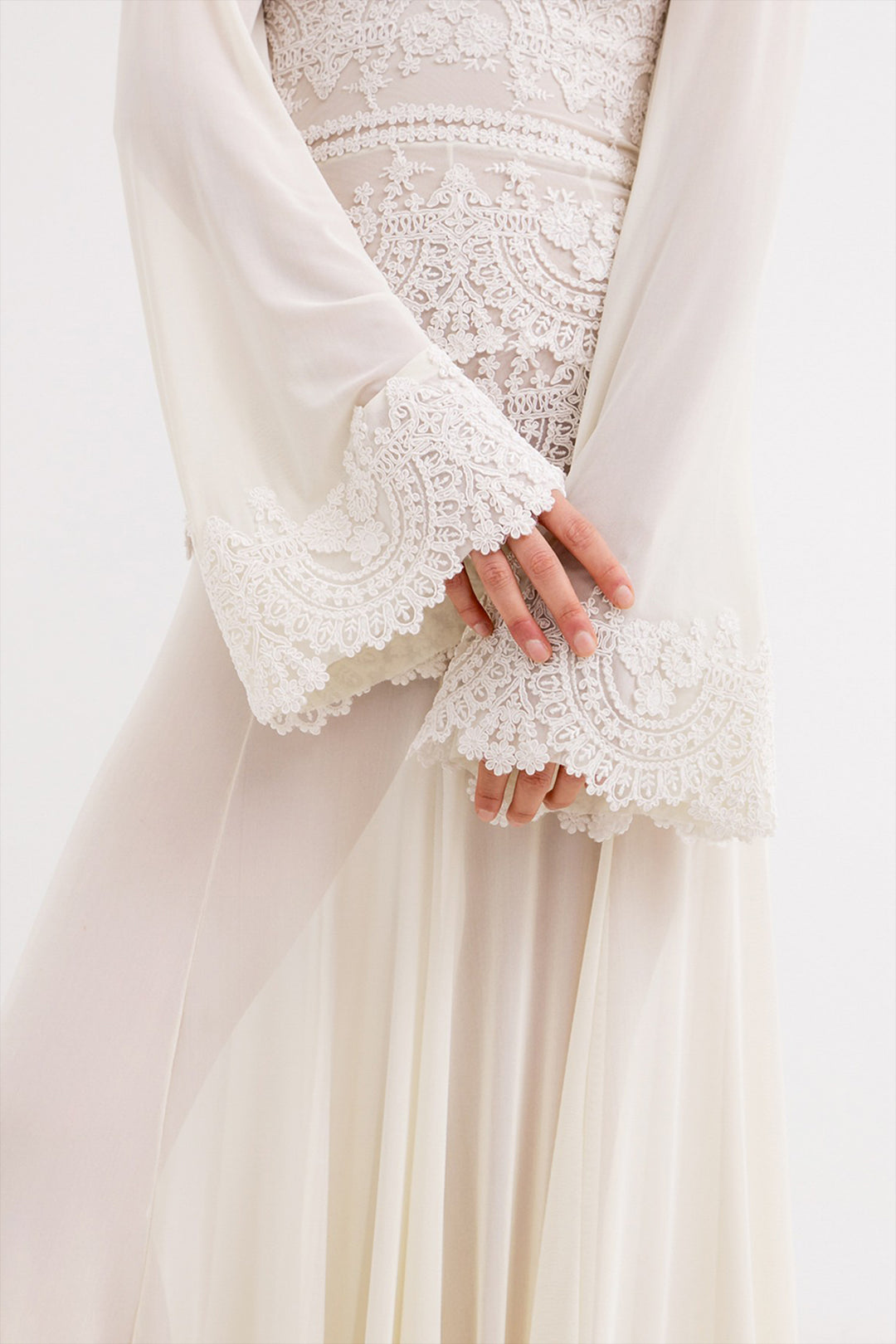 Lace Long A-Line Dress with Long Sleeve