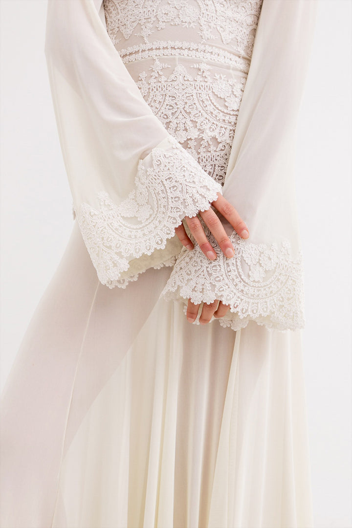 Lace Long A-Line Dress with Long Sleeve
