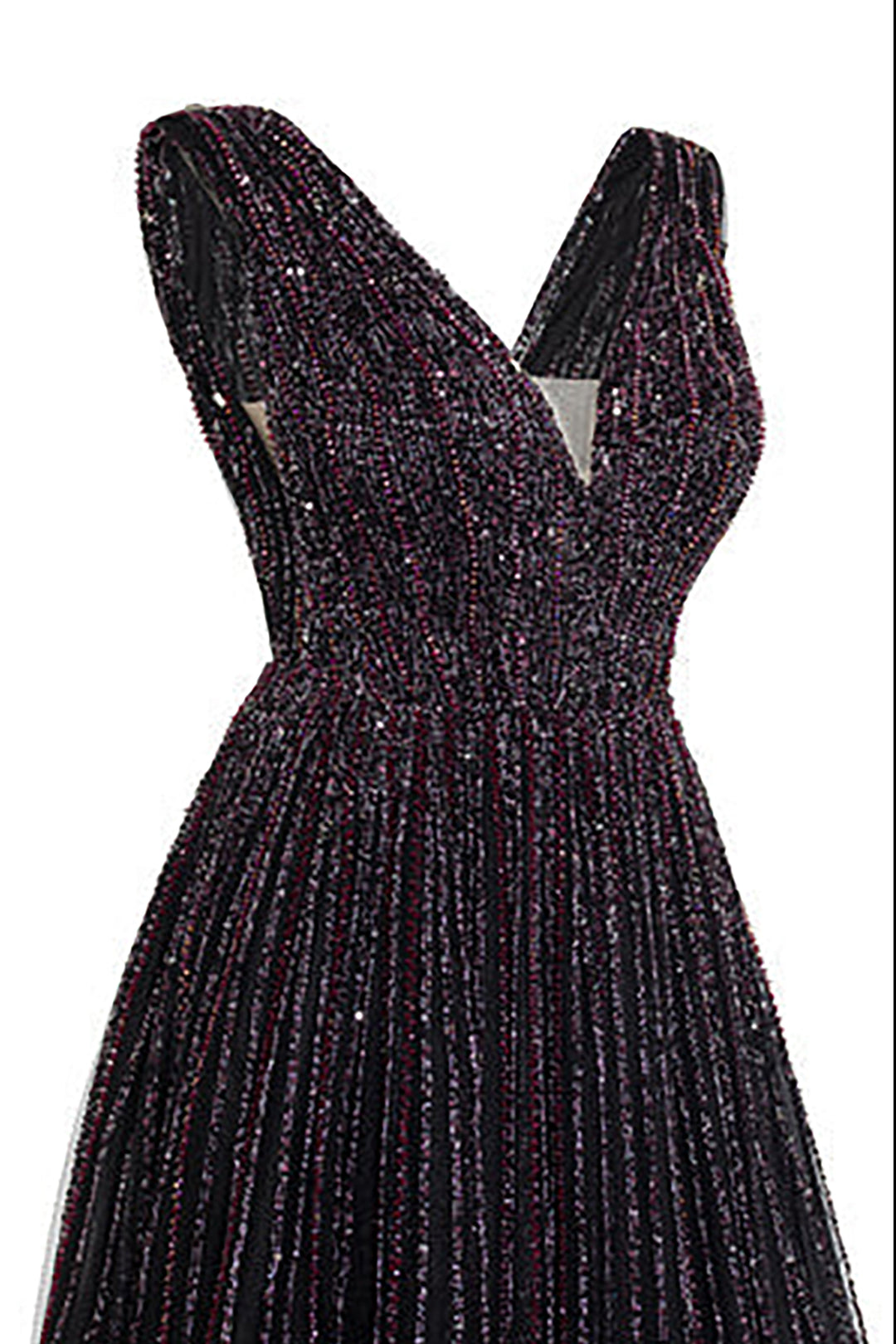 Beaded Gold Dress with V-neckline