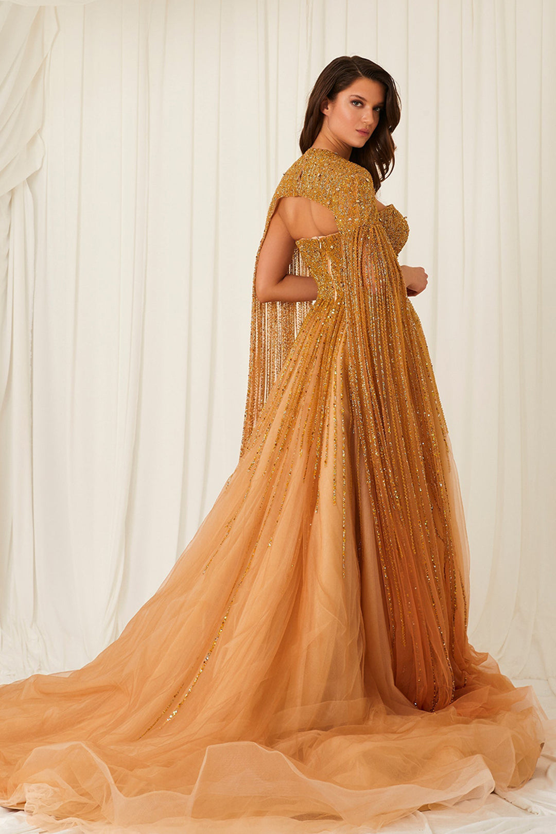 A-line with Cape-Like Sleeves