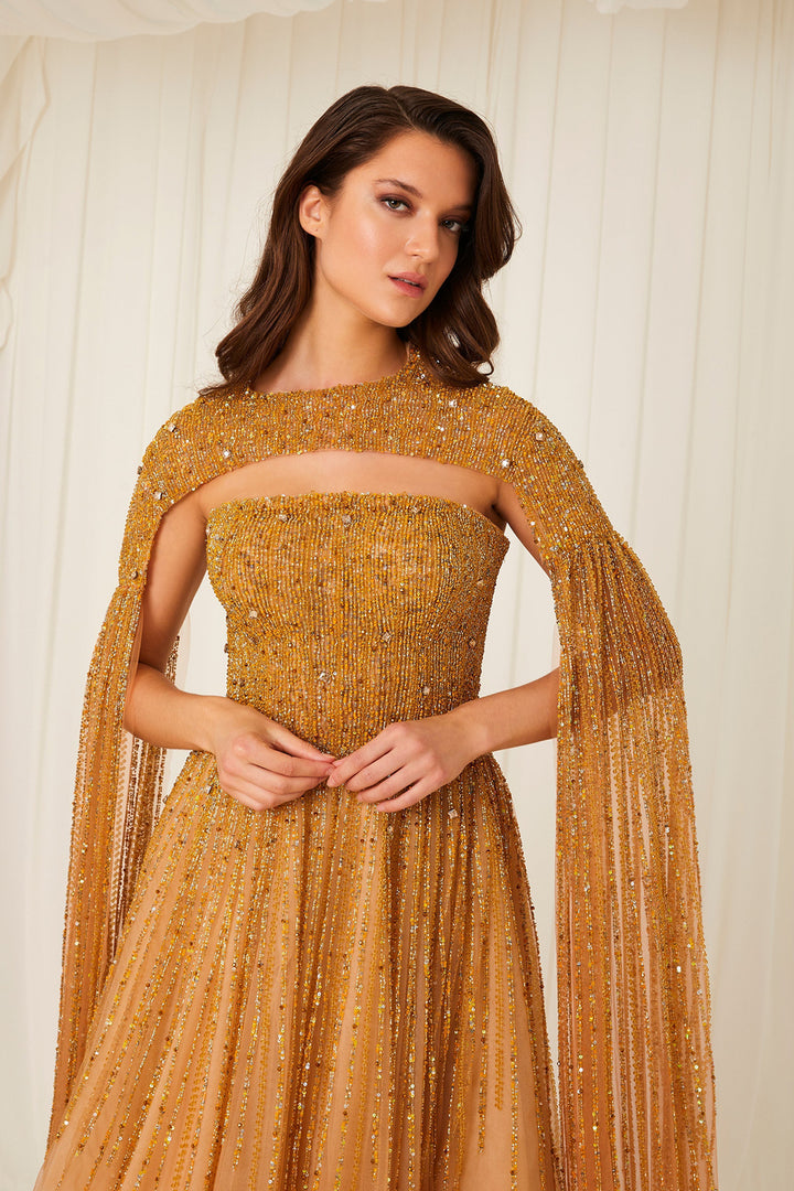 A-line with Cape-Like Sleeves