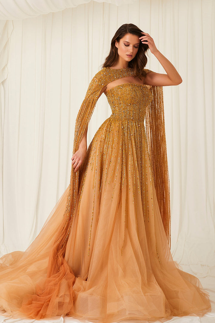 A-line with Cape-Like Sleeves