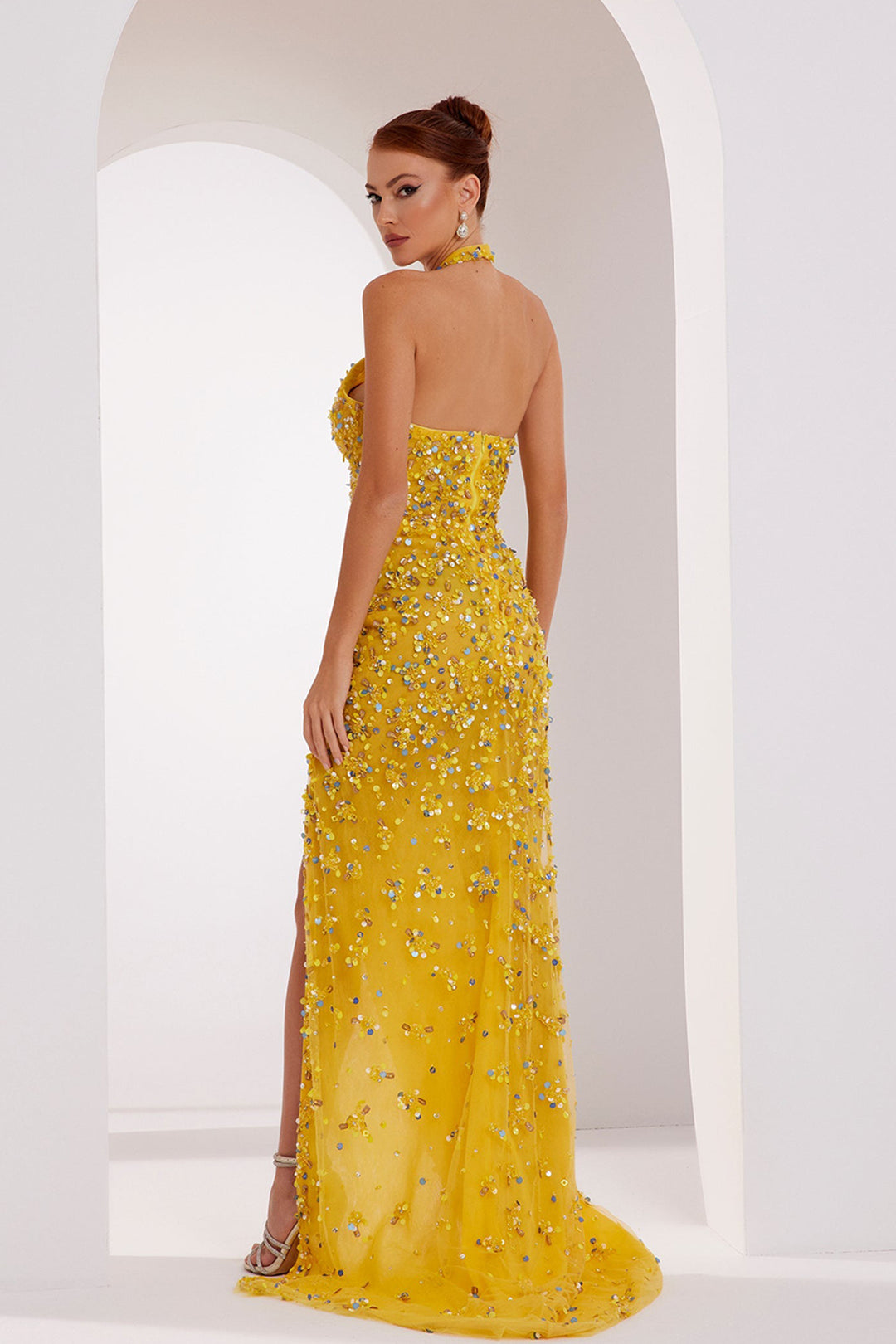 Beaded Tulle Criss-Cross Dress