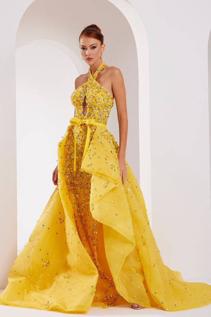 Beaded Tulle Criss-Cross Dress