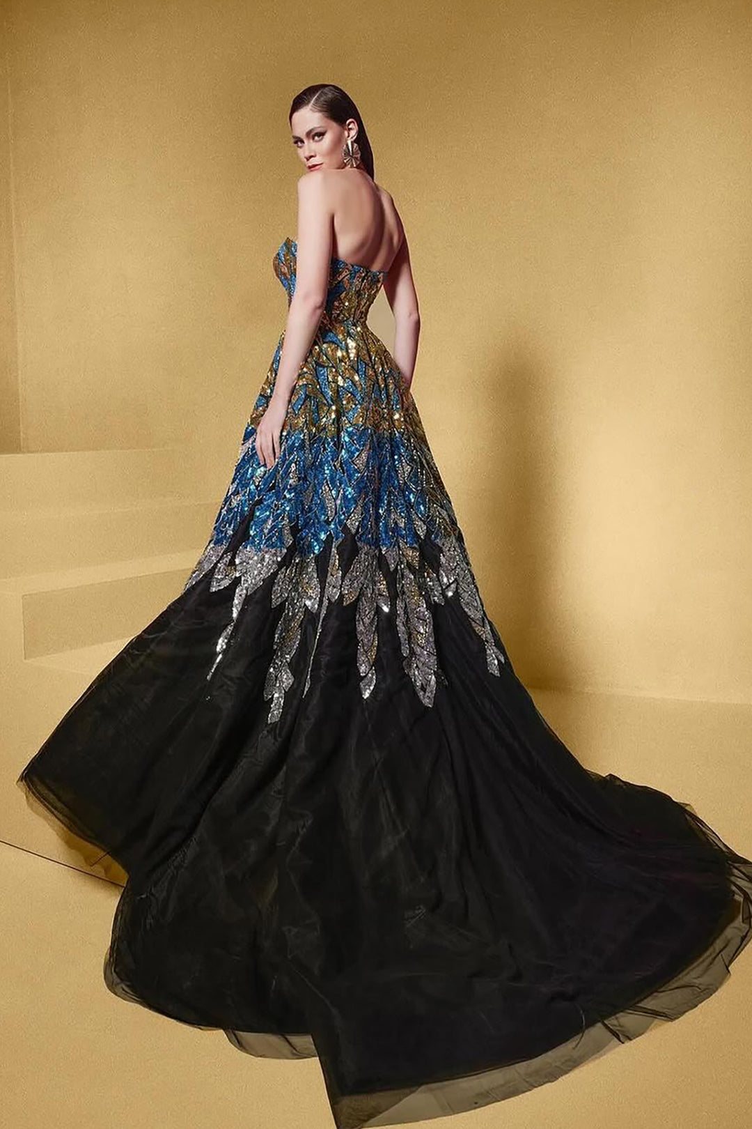 Beaded Corseted A-line Dress