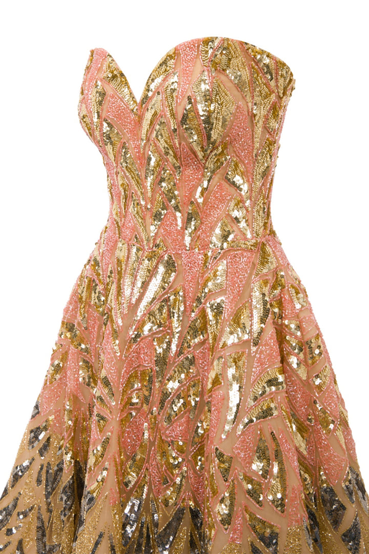 Beaded Corseted A-line Dress